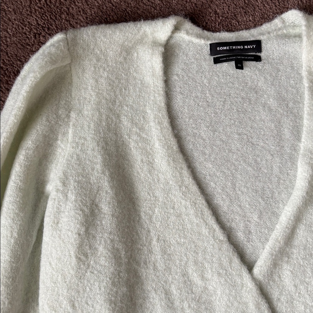 Something Navy Cream V-Neck Sweater - Picture 3 of 5
